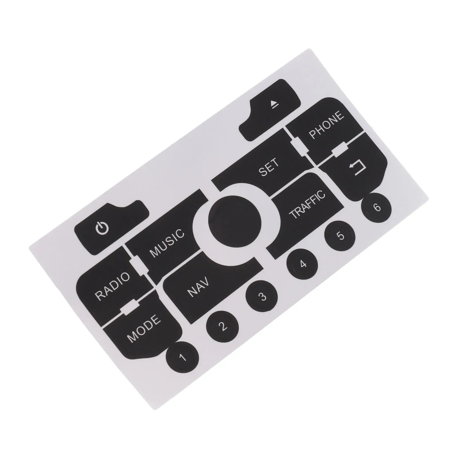 1PCS Navigation Radio Button Repair Patch Button Repair Decal Sticker Set  Black Overlay White Lettering And Characters