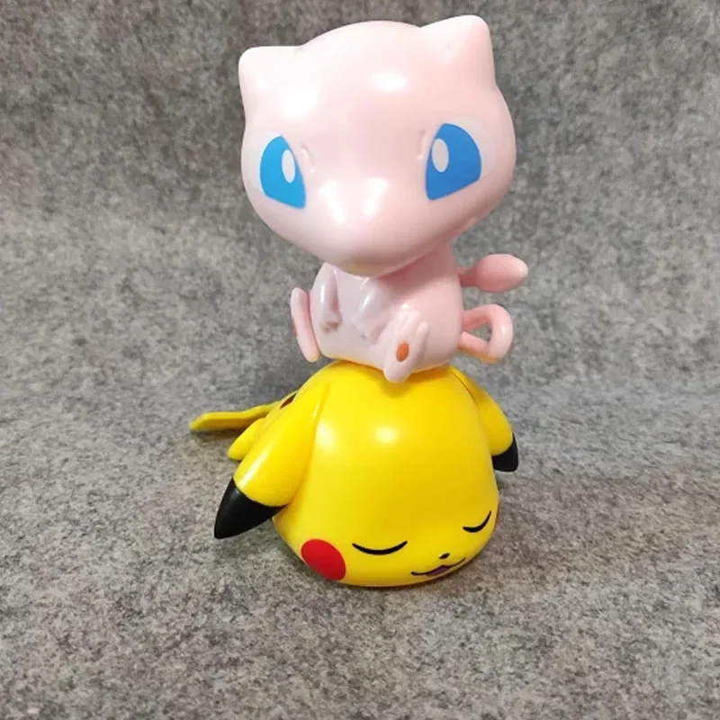 Capsule Toy with Big Head Pokemon Pikachu Gengar Piplup Psyduck Mew Rowlet Squirtle Action Figures Collection Ornamnets