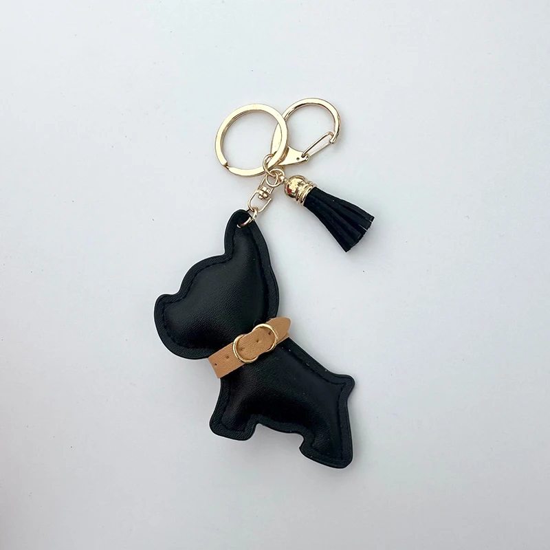 New Creative Dog Shaped Exquisite Artificial Leather Car Keychain Backpack Decoration Cute Keychain Friend Gift