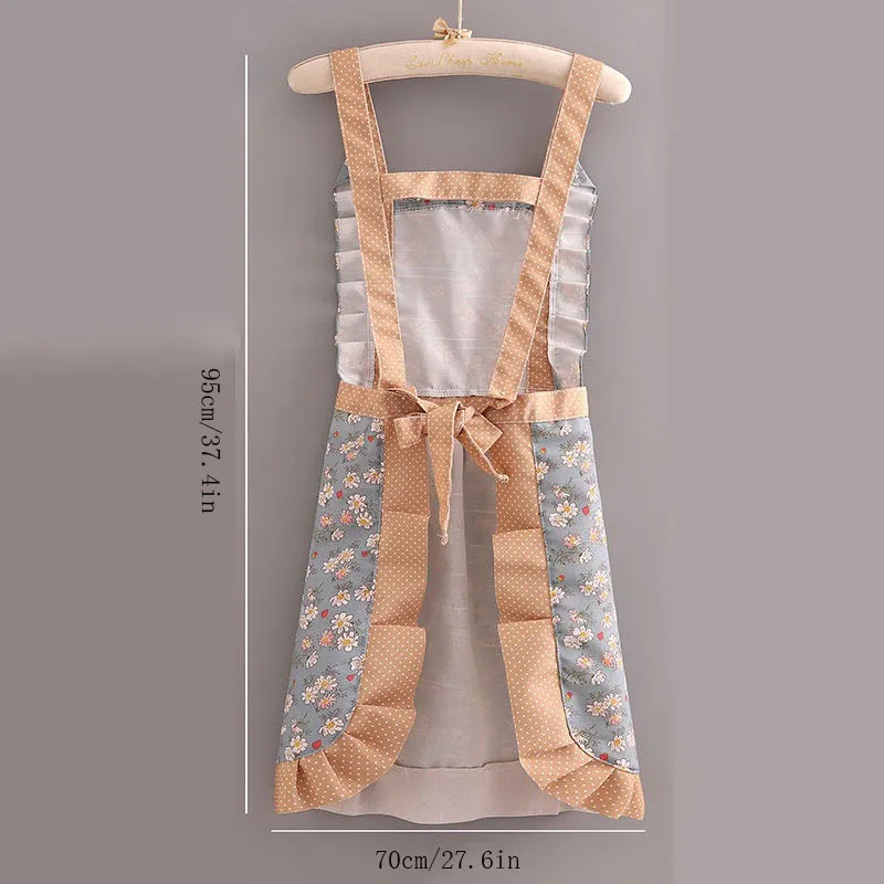 Canvas Apron for Women, Home Kitchen Cooking Breathable Wear Apron, Adult Work Apron，Floral Apron