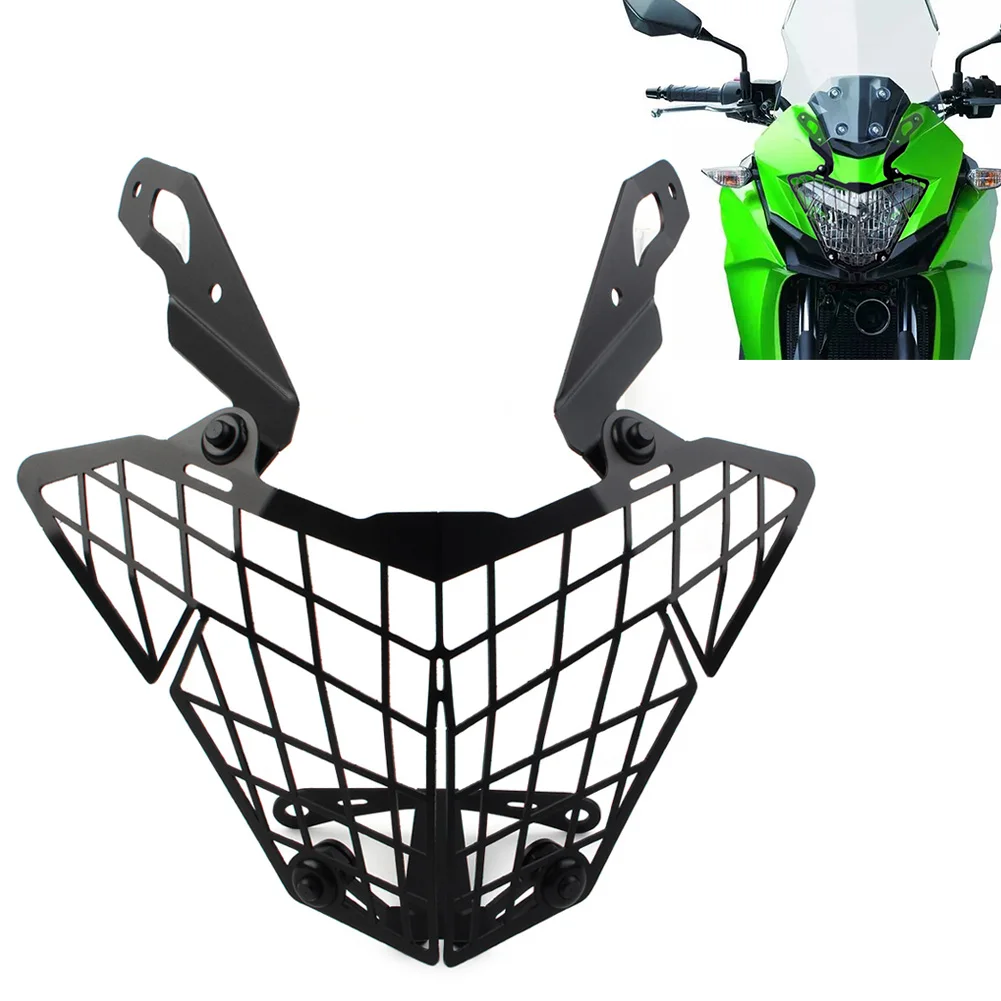 Black Motorcycle Headlight Guard Cover Protector Grille For KAWASAKI Versys 300 KLE300 X - 300 2015 2016 2017