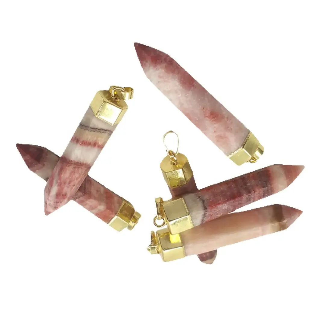 

WT-P1516 Natural Stone Pendant Rhodochrosite 18K Gold Electroplated Accessory Classic Crafts Jewelry Finding