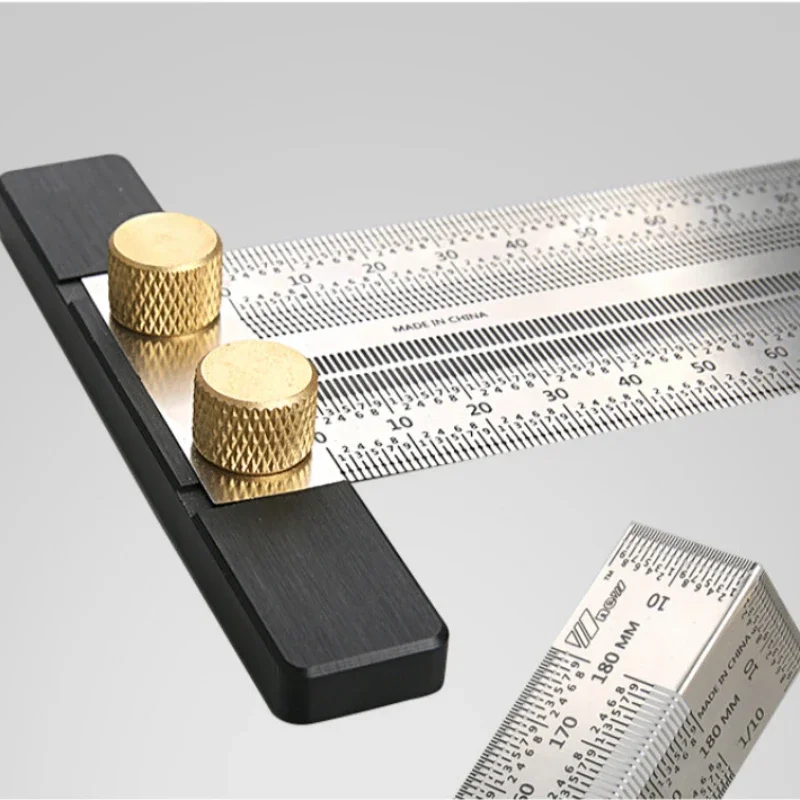 T-Type Hole Ruler High-Precision Scale Ruler Stainless Woodworking Scribing Mark Line Gauge Carpenter Measuring Tool