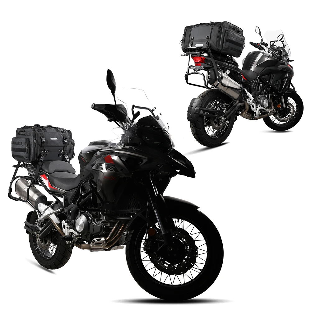 Rhinowalk 40-60L Motorcycle Tail Bag Waterproof Hard Large Capacity Motorbike Luggage Pannier Seat Bag With Raincover Outdoor