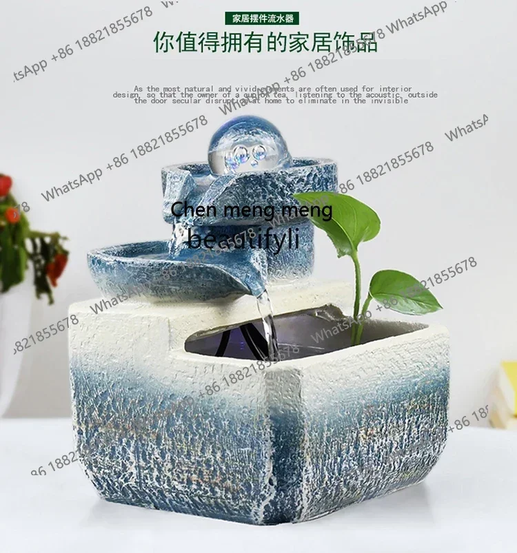 cc182 غرفة المعيشة عجلة فنغ شوي المياه المتدفقة تجعل المال زخرفة دوران المياه ميزة مكتب سطح المكتب محظوظ ، الديكور R #4