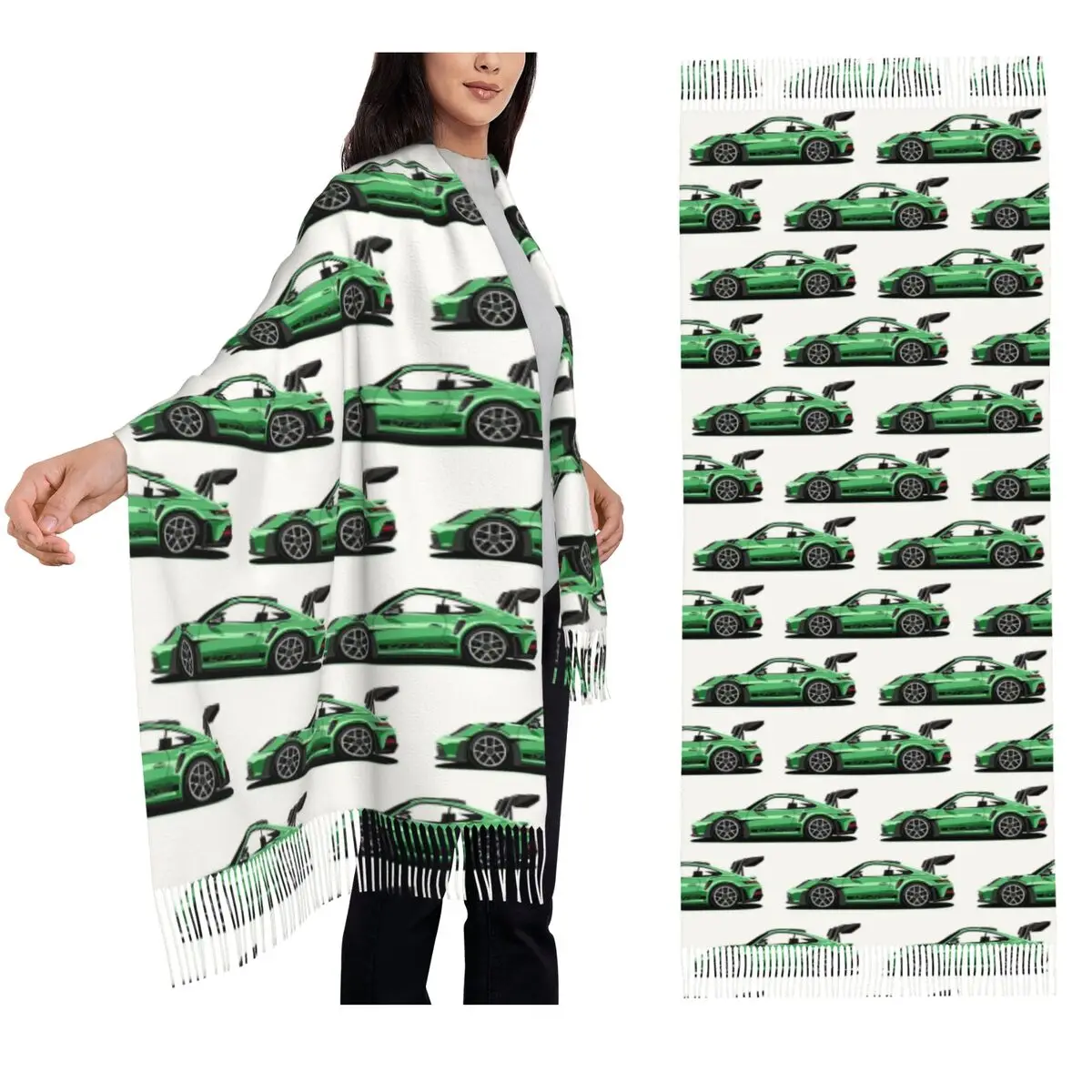 

Toon 911 GT3 RS Sports Race Car Nurburgring Ultimate Track Machine Scarf Tassel Scarves Shawls and Wraps Long Fall Winter Shawl