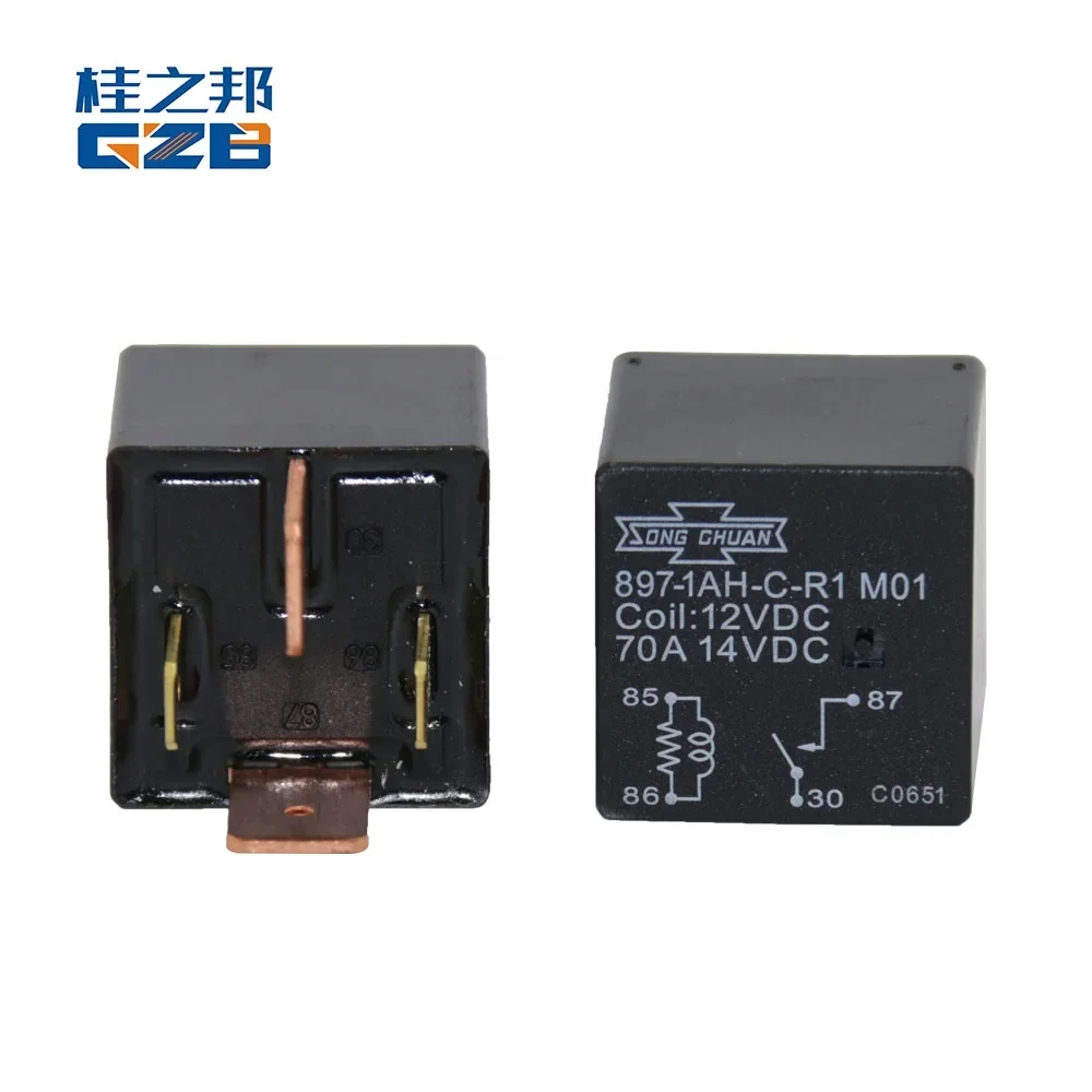 Relé da peça da escavadeira GZB 897-1AH-C-R1 (12VDC) 70A para RTS