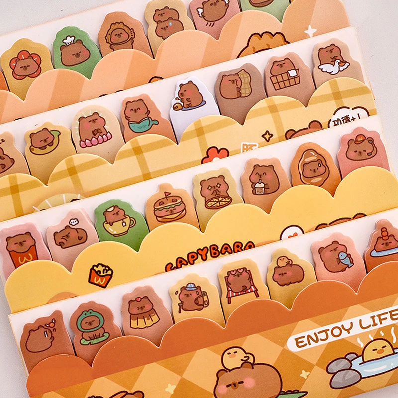 Cute Cartoon Capybara Index Sticker Test Paper Page Mark Note Paper Creative Classify Sticky Note Kawaii Planner Sticker