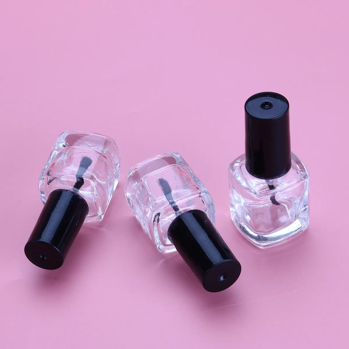 

5Pcs Empty Nail Polish Bottles Square Shape 10Ml Small Size Premium Brush Glass Leakproof Perfect for DIY Travel Clear Container
