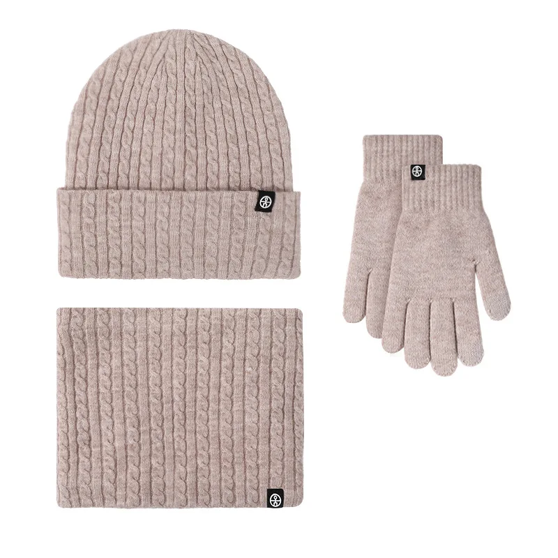 الشتاء أزياء بسيطة محبوك المخلوطة بلون في الهواء الطلق ركاب قفازات دافئة قبعة وشاح 3 قطع مجموعة للرجال والنساء الأوشحة