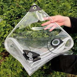 0.35mm Upgraded Eyelet 6lins Wrapped Transparent Tarpaulin Balcony Car Terrace Rain Cover Outdoor Greenhouse