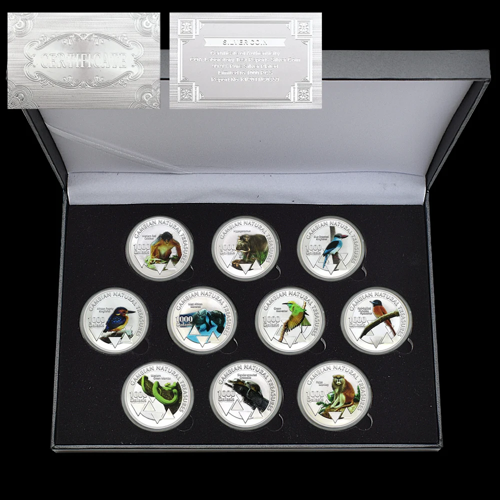 

Gambia Treasures Animals 1000 Dalasis Commemorative Coin Metal Silver Plated progress prosperity peace Collectibles Gift