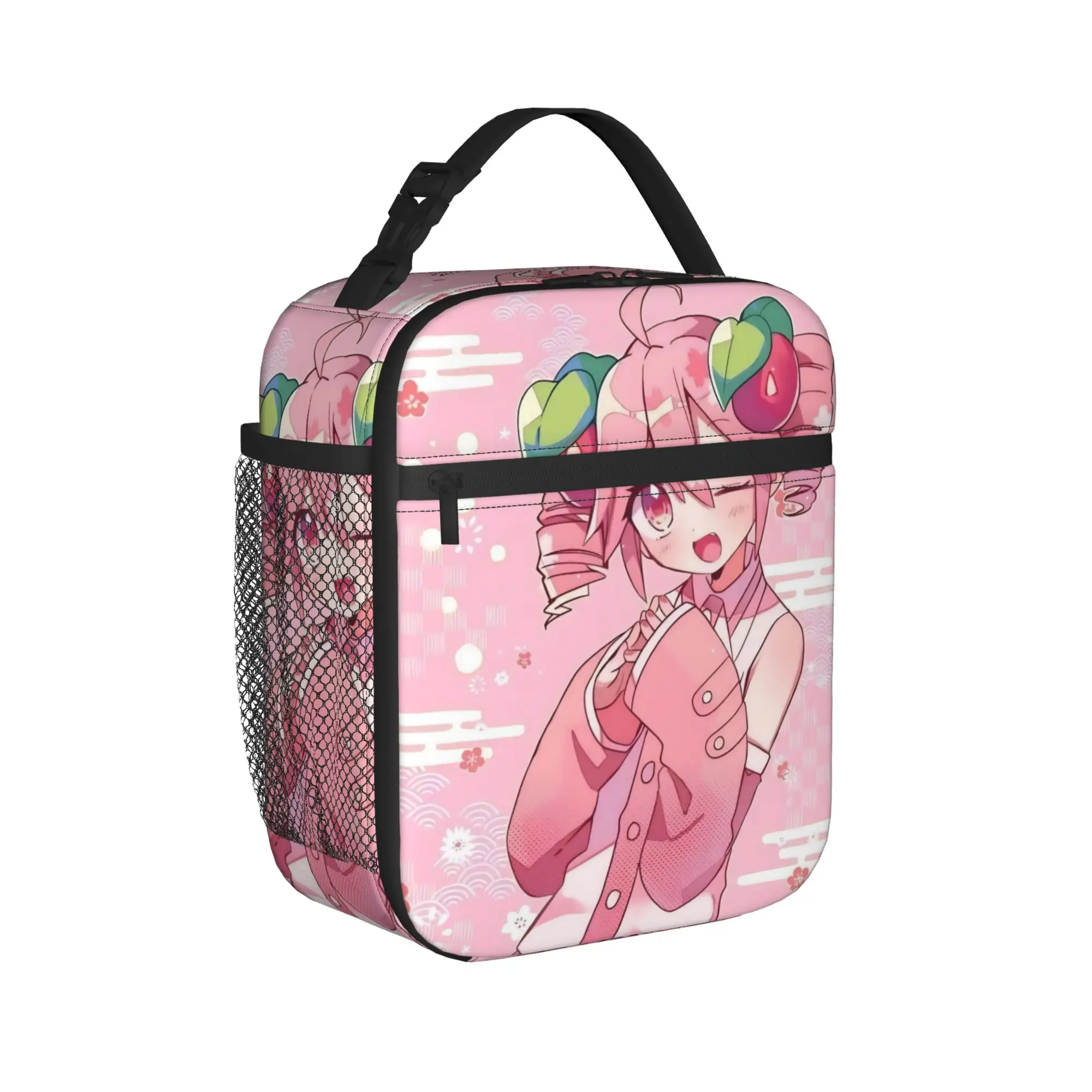 Pink Kasane Teto Insulated Lunch Bags Thermal Bag Reusable,Meal Container  High Capacity Tote Lunch Box Food Storage Bags