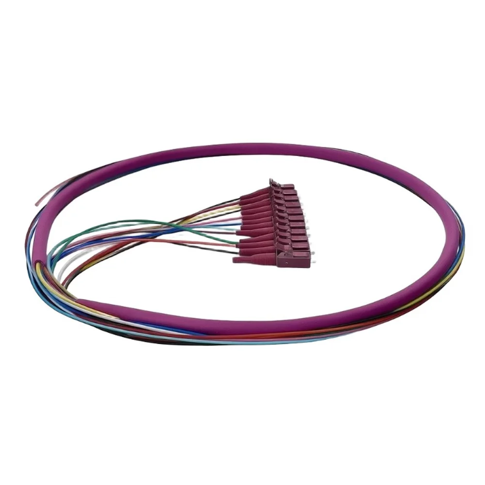 12F OM3 Multimode Fiber Pigtail 1.5m LC/SC/FC/ST, Low Loss ≤0.3dB Quartz Glass Core For Network Infrastructure