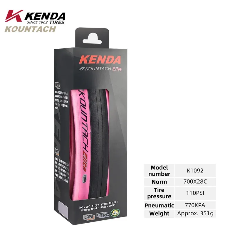 

Kenda K1092 700x28C Шина для шоссейного велосипеда — складная шина Kountach Elite, сверхлегкая, противоскользящая, с защитой от проколов, розовая