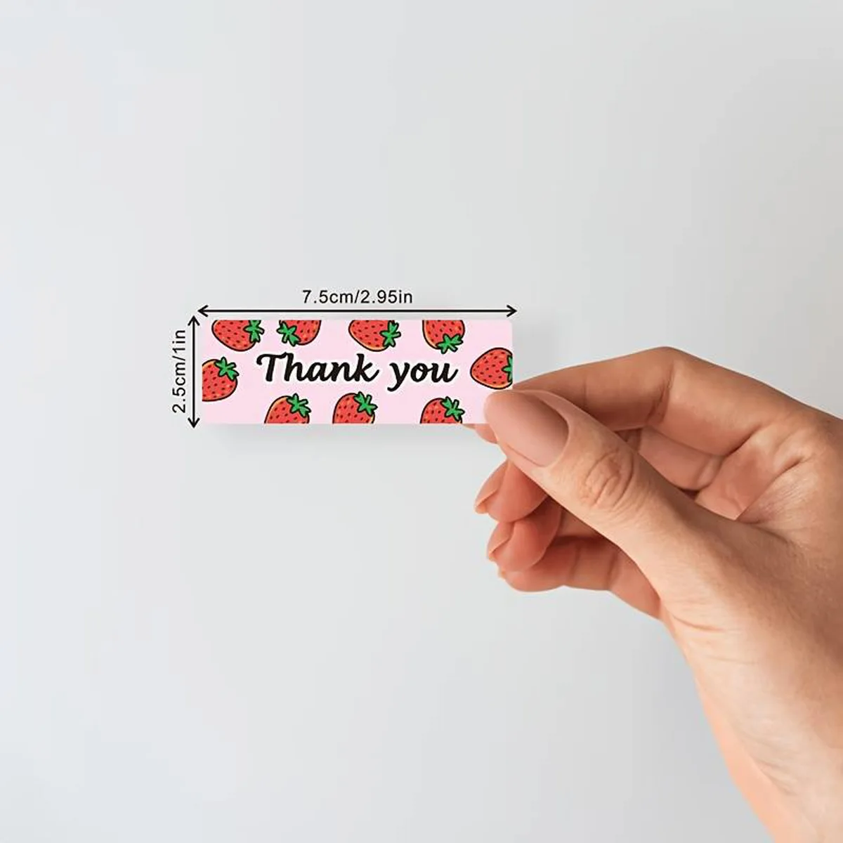 120Pcs Roll Strawberry Thank You Stickers Pink Rectangular Adhesive Labels for Gift Packaging Handmade Sealing Stationery Decor view 3