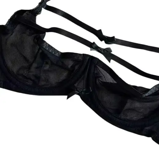 KUCLUT  lingerie ultra-thin underwear sexy lace adjustment gathered bra set hollowed out with steel ring lingerie women bralette