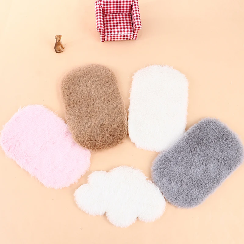 1pc Dollhouse Miniature Plush Rug Carpet Mat Dolls House Living Room Furniture Decoration Accessories