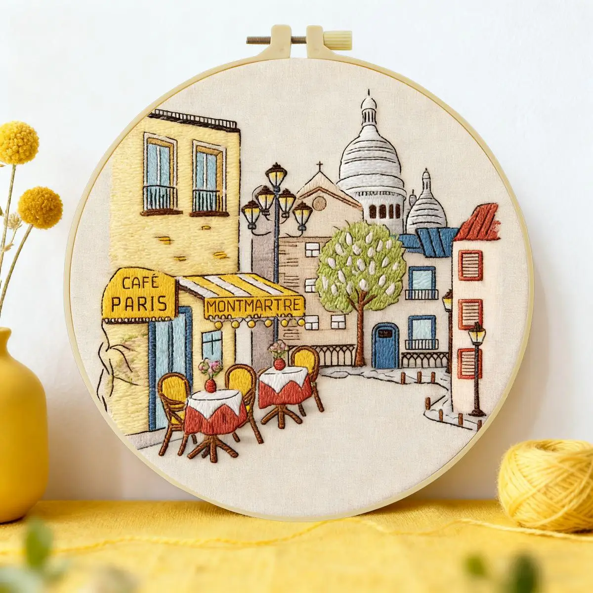 1 Stück 20X20CM/15X15CM 7,87/6,3 Zoll Stadt-Stickerei-Starter-Kit DIY-Kit DIY-Stickerei-Set Handarbeiten Malerei Nadelkunst – Detail 2