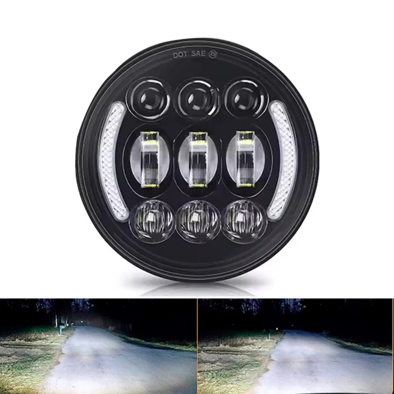 

Waterproof 5.75 Inch LED Headlight 5 3/4" Led Motorcycle Headlights for Dyna Softail Deuce Wide Glide Sportster Moto Headlamp