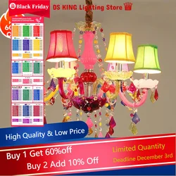 European Style Children's Room Colorful Chandelier Girl Princess Bedroom Crystal Droplight Ktv Bar Atmosphere Pendent Lamp