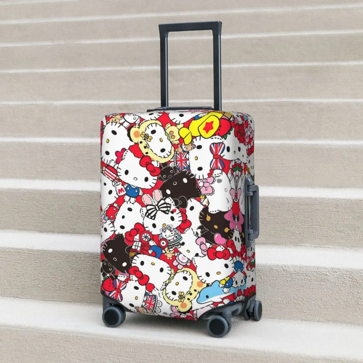 2024 New Helo Kitty Cute Doodle  Suitcase Cover Strectch Travel Protection Luggage Case Flight