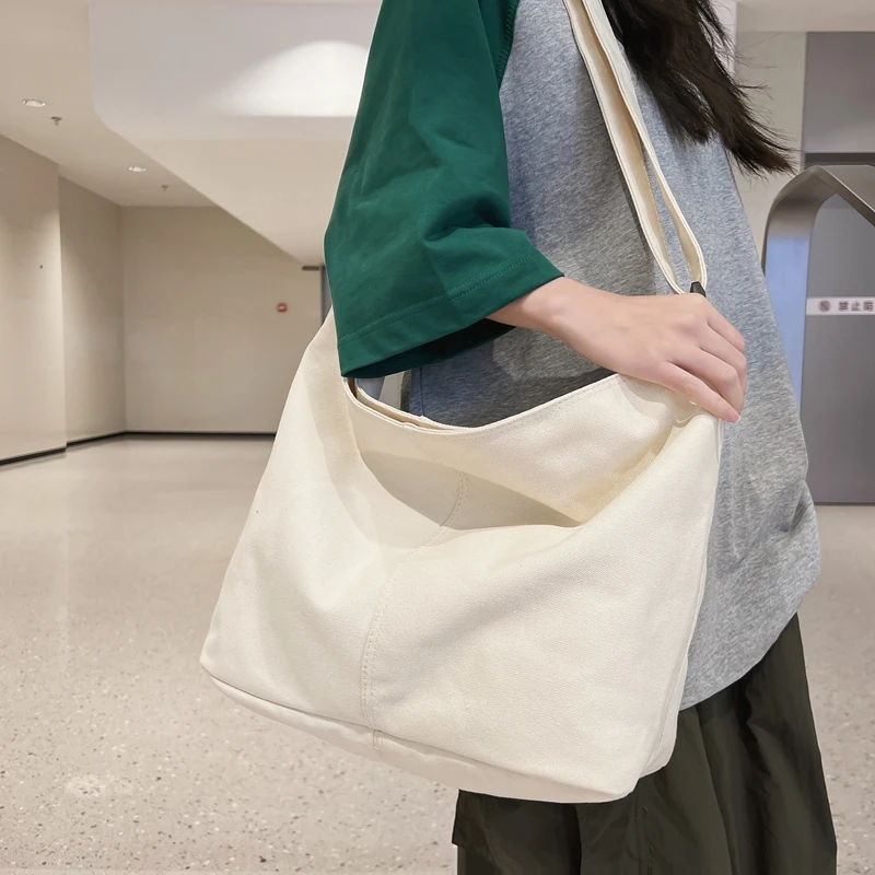 2023 borsa a tracolla donna Shopper Canvas Tote Bag donna Solid Simple Large Capacity Crossbody Bags borse firmate da donna