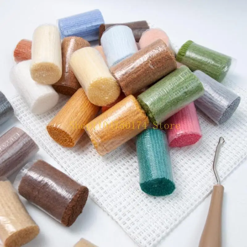 

30 рулонов винтажной пряжи для ковров, защелки, набор предварительно нарезанной шерстяной пряжи для изготовления ковров с лидер