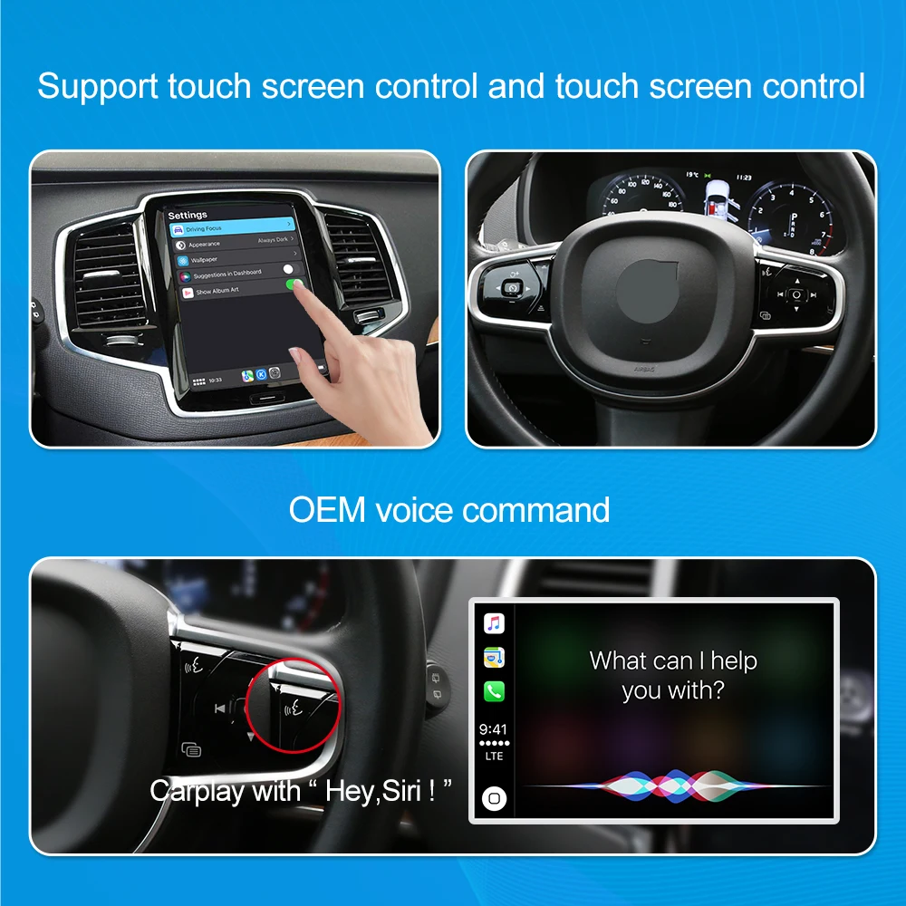 Wireless Carplay Module For Volvo XC90/XC60/XC40/S90/S60/V90/V60 Carplay AI Upgrade Adapter Android Auto Bluetooth Rear Camera