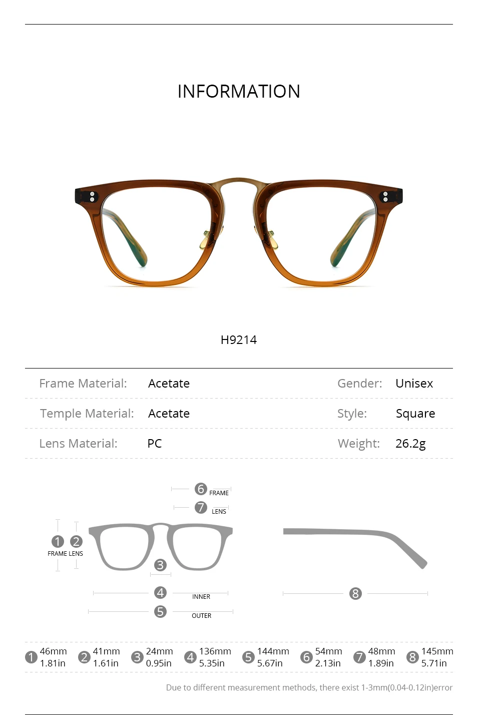 HEPIDEM Acetat Brille Rahmen Männer Marke Designer Retro quadratische Nerd Brillen japanische handgemachte Brille Vintage Brillen 9214 – Detail 4