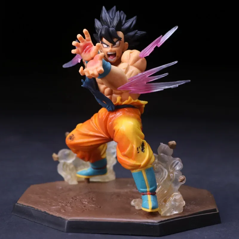 

12cm Dragon Ball Z Gk Son Goku Action Figure Anime Model Kakarotto Super Saiyan Battle Scene Collecting Toys Statue Decoration