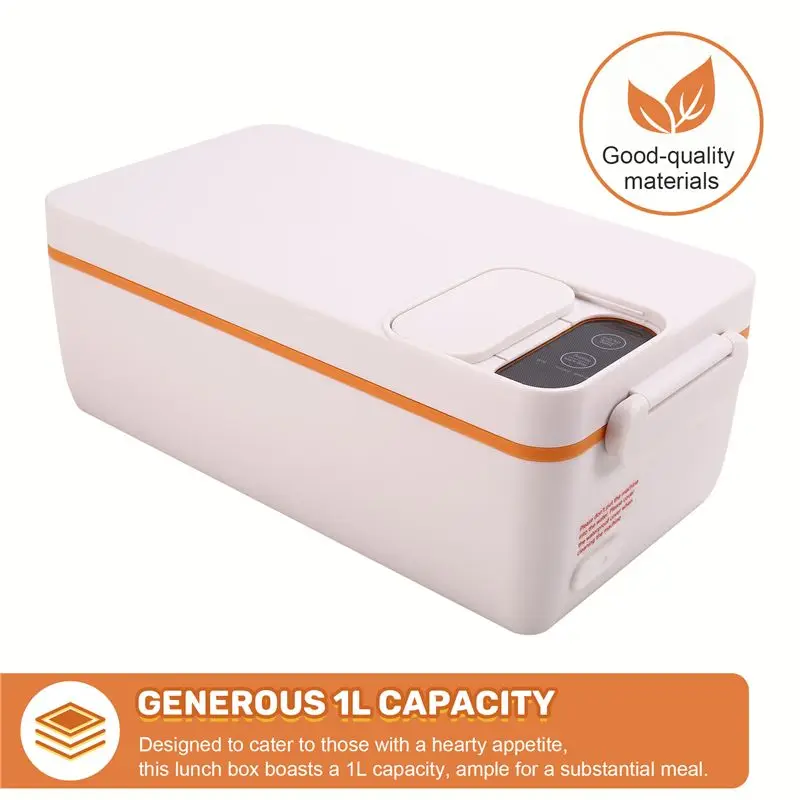 B02C-Heated Lunch Box  Electric Lunch Box   Self Heating Lunch Box  Cordless Rechargeable 304 Food-Grade Stainless Steel 1L  A