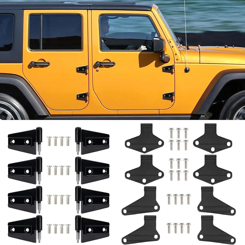 4-Türen-Scharnier-Bausätze für Jeep Wrangler JK JKU 2007-2018 Unlimited Rubicon Sahara, Innen- und Außentürscharnier-Sets 16-teilig