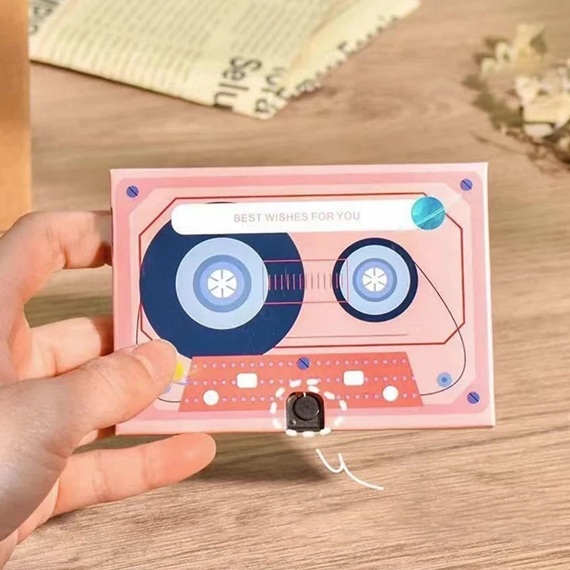 Greeting Card With Recordable Recorder DIY Greeting Post Card Sound Voice Chip Audio Recorder Music Gift Toy Cassette Tape