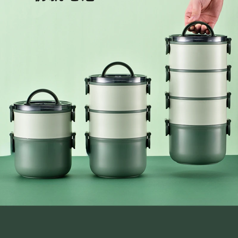 Multi layer insulated lunch box for women, lunch box for office workers, portable high-capacity rice bucket, insulated bucket