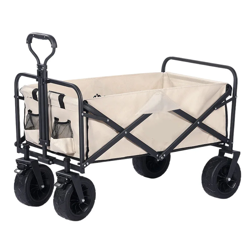 

Foldable outdoor hand push picnic trolley