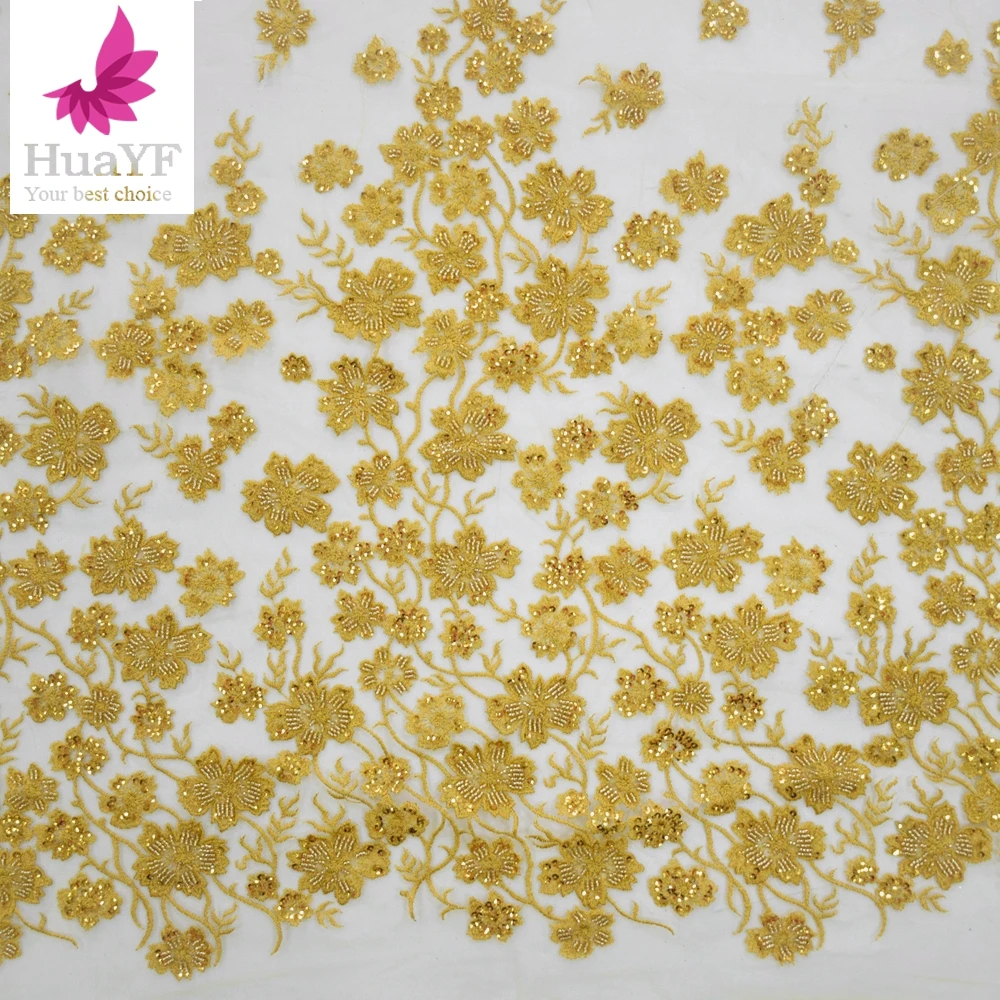 

2024 Luxury Nigerian beautiful large floral wedding dress Sequins Beaded Embroidery African French Lace Fabric For Evening Dress