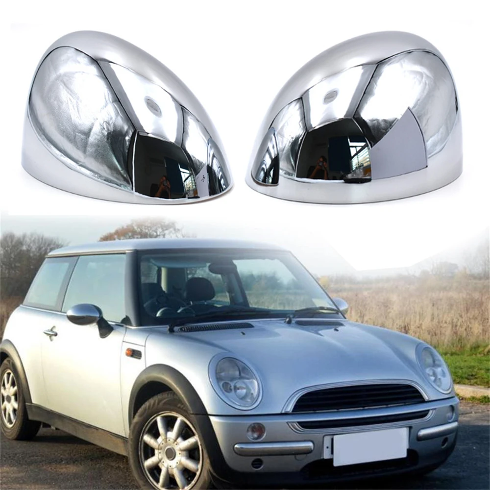 ​Pair Chrome Wing Mirror Cover Cap Casings For BMW Mini Cooper S One R50 R52 R53