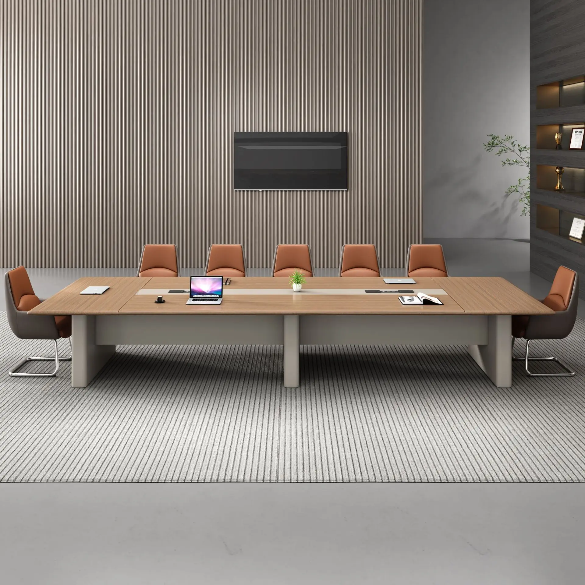 Large office conference table long table simple modern conference room  and chair combination long  commercial