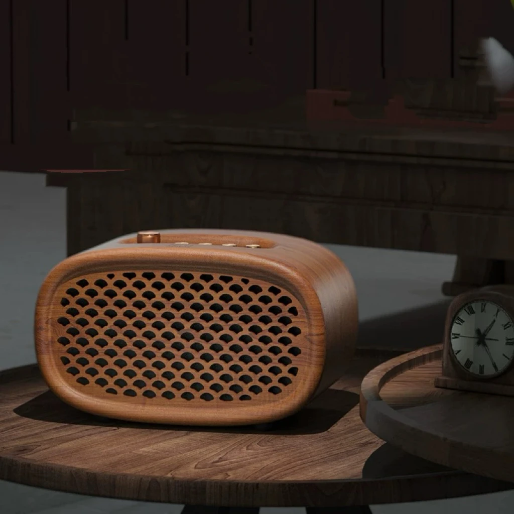 Vintage solid wood whole wooden Bluetooth speaker, bass stereo subwoofer