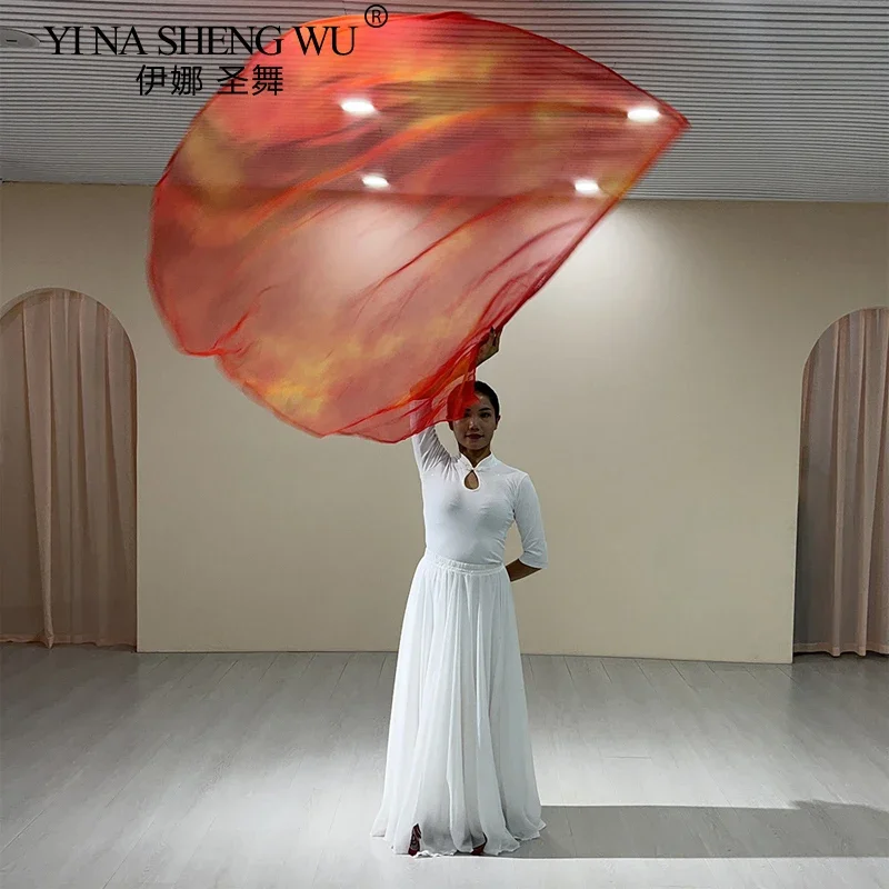 Drapeau demi-rond de danse du ventre 140x140cm, ailes de drapeau en mousseline de soie, accessoires de Performance avec bâtons, accessoires de danse pour femmes