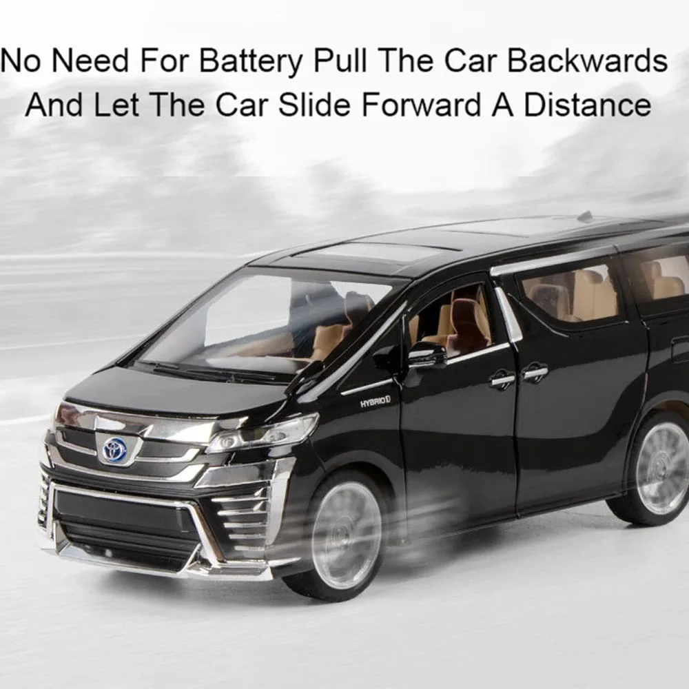 1:24 Vellfire Alphard Alloy MPV Model Toy Car Metal Diecast Doors Opened Sound Light Business Cars Models Kids Hobby Ornaments