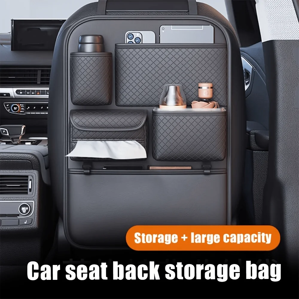 1/2pcs Universal Car Backseat Organizer, Waterproof Kick Mats, Storage Pockets, Road Trip Car Accessories Interior WomenSeat Back Organizer