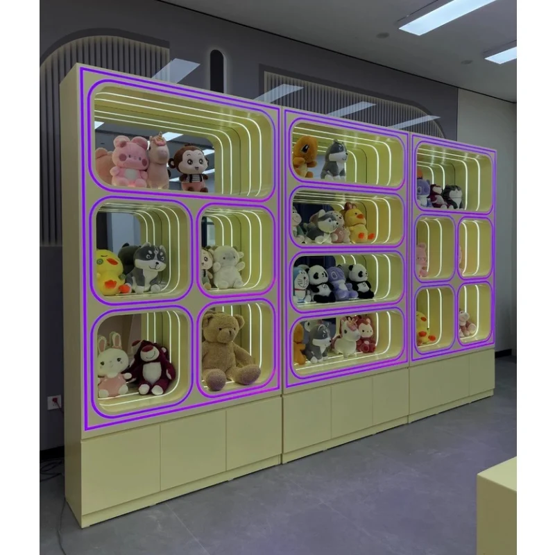 custom.Game Center Redemption Cabinet Led Display Claw Machines Wooden Display Stands Design Metallic Display Rack