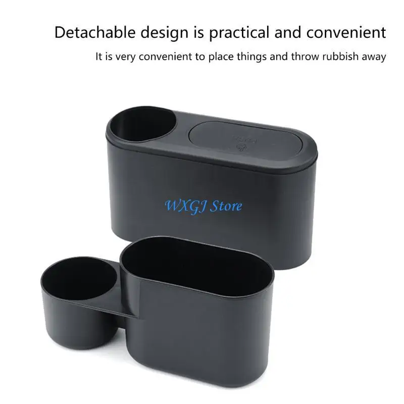 

37JE Car Trash Can Cup Holder Detachable Vehicle Trash Bin Dustbin Garbage