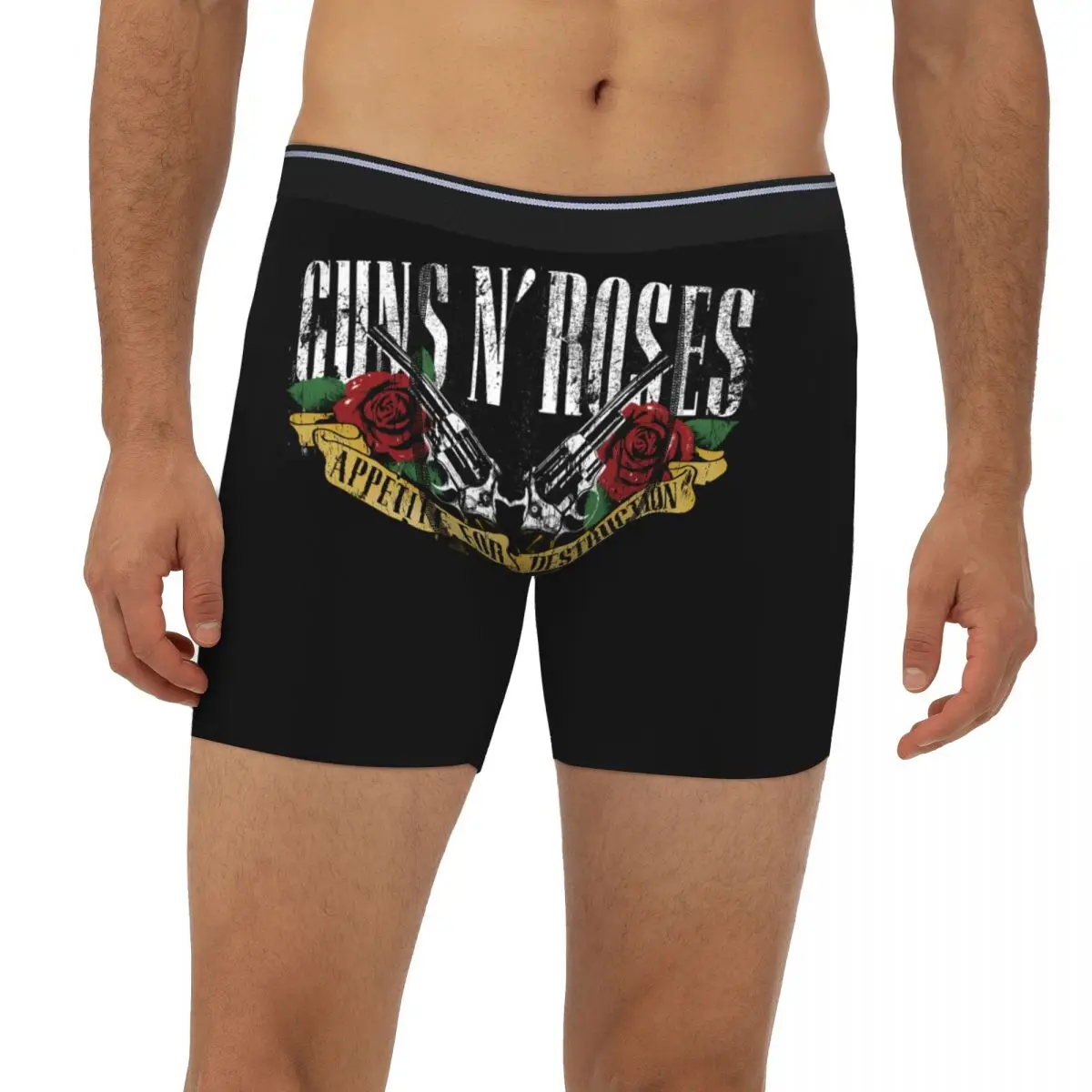 

Guns N Rose Heavy Metal Steampunk Music Long Boxer Underpants Short Male Panties Ventilate Underwear for Homme Man Boyfriend