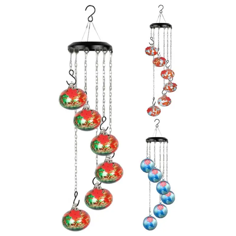 Chime Hummingbird Feeder Charming Wind Chimes Outdoors Garden Bird Feeder Anti Fading Outside Bird Feeders for Lovers and