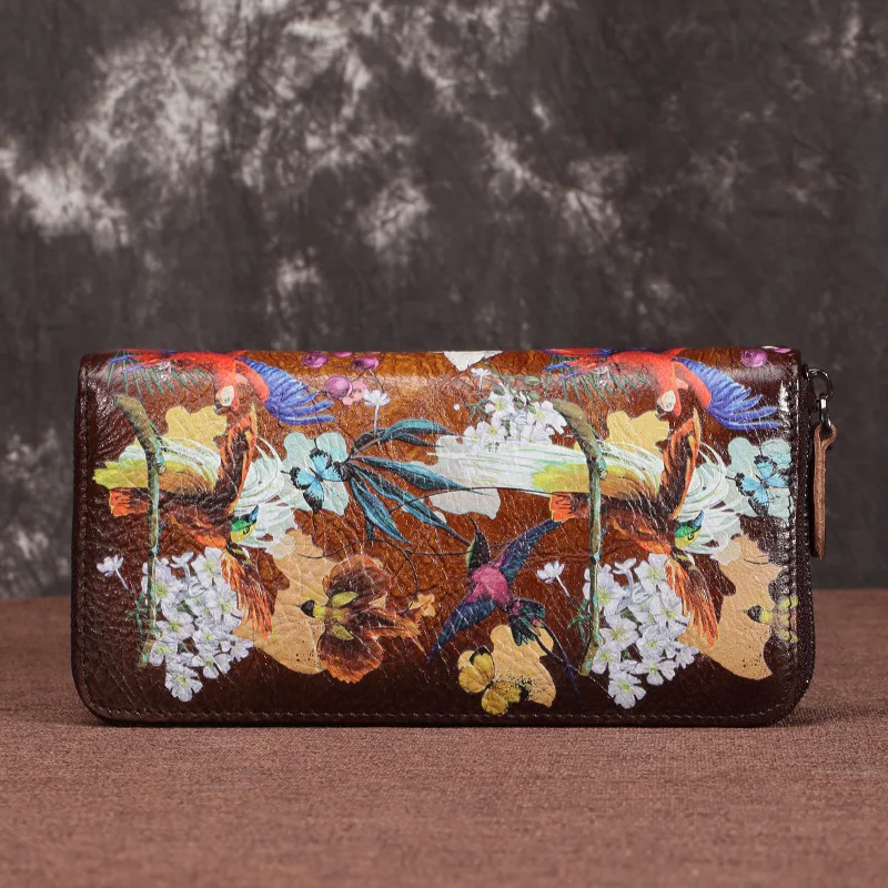 

New Cowhide Ladies Large Capacity Leather Wallet Long Wallet Stylish Simple Versatile Casual Business Trend Retro