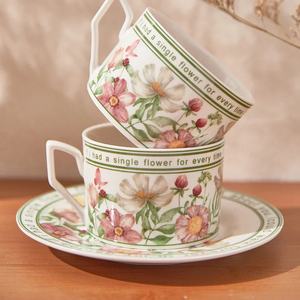 Taza  cerámica francesa Retro romántica, exquisita taza  café  flores y platillo, taza  té  la tar  Camelia, regal