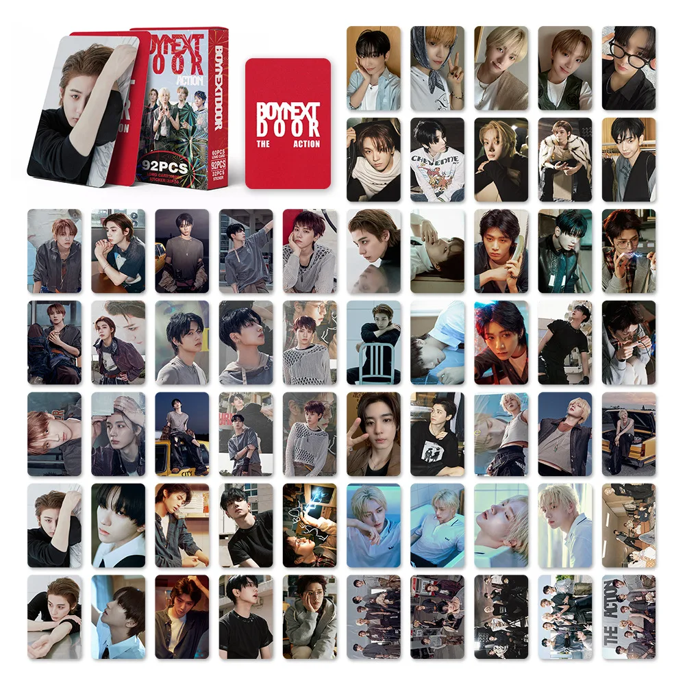 92Pcs/Set Kartu Lomo dan Stiker Seri Album Baru BOYNEXTDOOR Idol Kpop SUNGHO RIWOO JAEHYUN TAESAN LEEHAN WOONHAK Hadiah untuk Penggemar